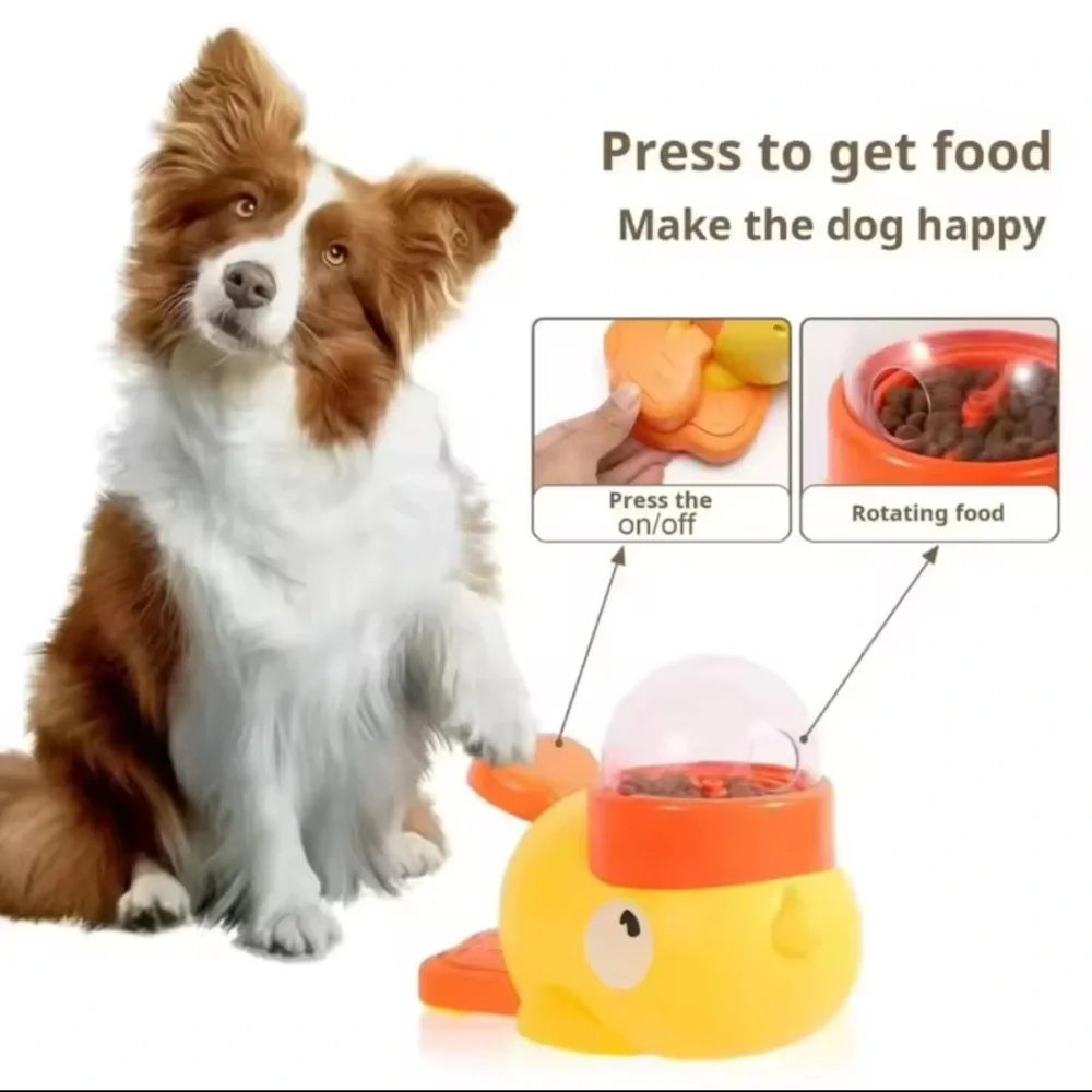 NIB Duck Themed Yellow and Orange Dog Feeder